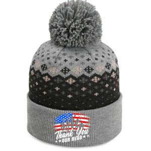 Thank You Military American Flag Soldier Memorial Veteran Meaningful Gift The Baniff Cuffed Pom Beanie