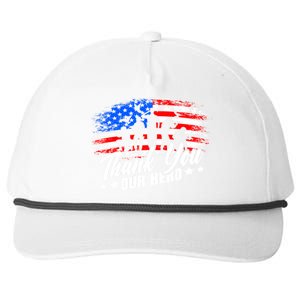 Thank You Military American Flag Soldier Memorial Veteran Meaningful Gift Snapback Five-Panel Rope Hat