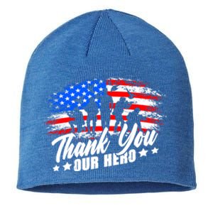 Thank You Military American Flag Soldier Memorial Veteran Meaningful Gift Sustainable Beanie