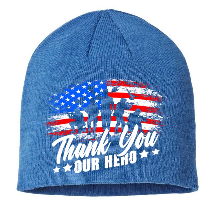 Thank You Military American Flag Soldier Memorial Veteran Meaningful Gift Sustainable Beanie