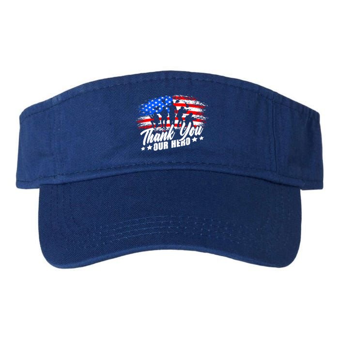 Thank You Military American Flag Soldier Memorial Veteran Meaningful Gift Valucap Bio-Washed Visor