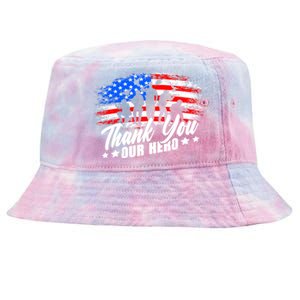 Thank You Military American Flag Soldier Memorial Veteran Meaningful Gift Tie-Dyed Bucket Hat