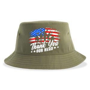 Thank You Military American Flag Soldier Memorial Veteran Meaningful Gift Sustainable Bucket Hat