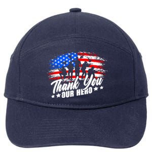 Thank You Military American Flag Soldier Memorial Veteran Meaningful Gift 7-Panel Snapback Hat