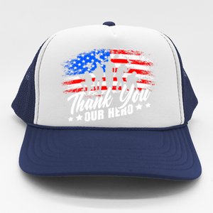 Thank You Military American Flag Soldier Memorial Veteran Meaningful Gift Trucker Hat