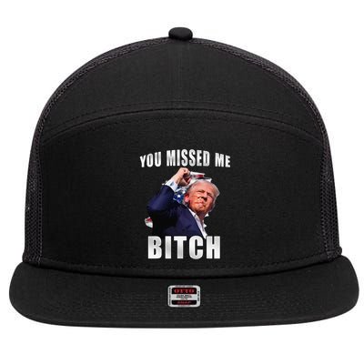 Trump You Missed Me Bitch Trump Shot Trump Supporters 7 Panel Mesh Trucker Snapback Hat