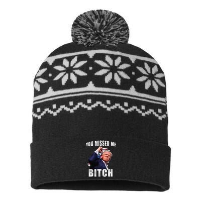 Trump You Missed Me Bitch Trump Shot Trump Supporters USA-Made Snowflake Beanie