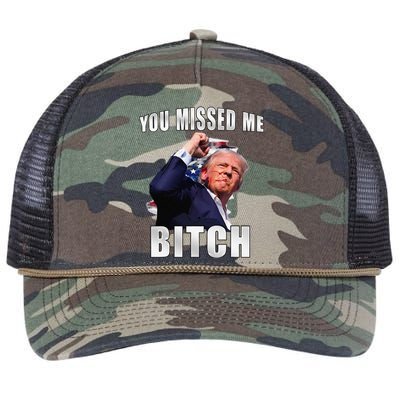 Trump You Missed Me Bitch Trump Shot Trump Supporters Retro Rope Trucker Hat Cap