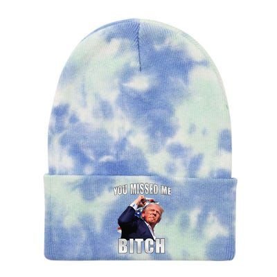 Trump You Missed Me Bitch Trump Shot Trump Supporters Tie Dye 12in Knit Beanie