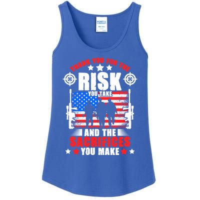 Thank You Military American Flag Soldier Memorial Veteran Cool Gift Ladies Essential Tank