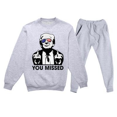 Trump You Missed Funny Trump 2024 Premium Crewneck Sweatsuit Set