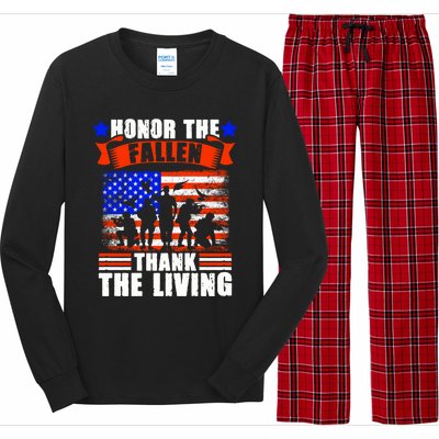 Thank You Military American Flag Soldier Veteran Memorial Cute Gift Long Sleeve Pajama Set