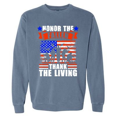 Thank You Military American Flag Soldier Veteran Memorial Cute Gift Garment-Dyed Sweatshirt