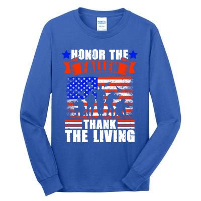 Thank You Military American Flag Soldier Veteran Memorial Cute Gift Tall Long Sleeve T-Shirt