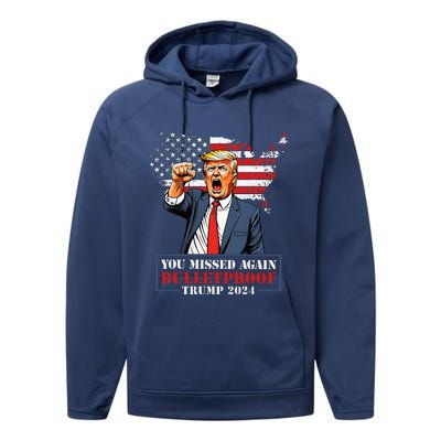 Trump You Missed Again Twice Pa Fl Golf Bulletproof Legend Performance Fleece Hoodie