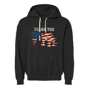 Thank You Military Boot Memorial Day Garment-Dyed Fleece Hoodie