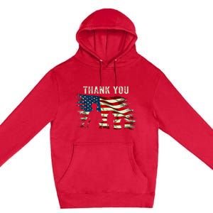 Thank You Military Boot Memorial Day Premium Pullover Hoodie