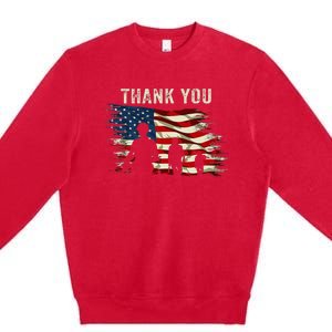 Thank You Military Boot Memorial Day Premium Crewneck Sweatshirt