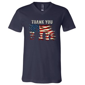 Thank You Military Boot Memorial Day V-Neck T-Shirt