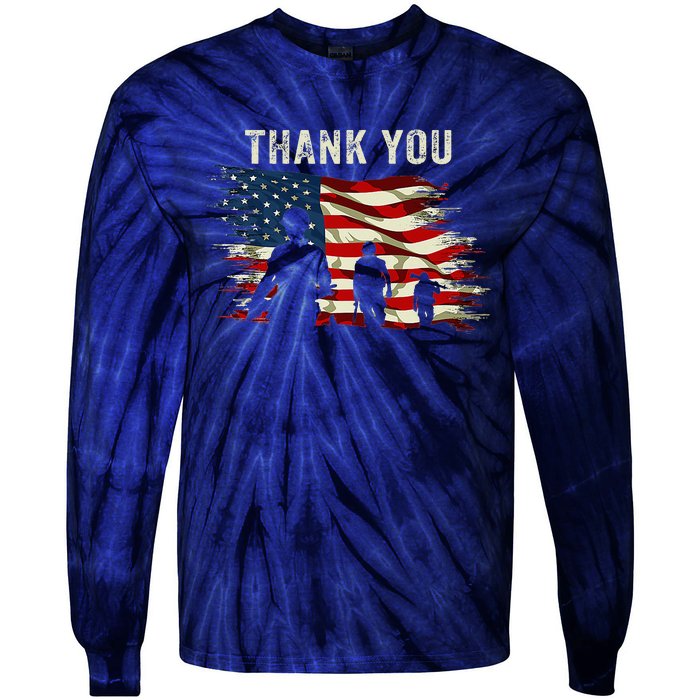 Thank You Military Boot Memorial Day Tie-Dye Long Sleeve Shirt