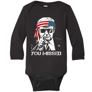 Trump You Missed Middle Finger 24 Vote Trump Baby Long Sleeve Bodysuit