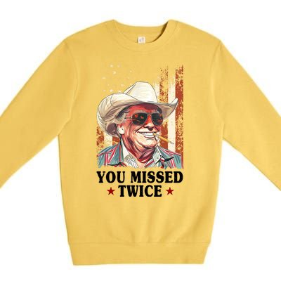 Trump You Missed Twice Western Cowboy Premium Crewneck Sweatshirt