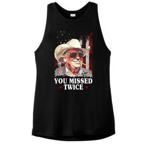 Trump You Missed Twice Western Cowboy Ladies PosiCharge Tri-Blend Wicking Tank