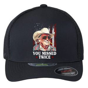 Trump You Missed Twice Western Cowboy Flexfit Unipanel Trucker Cap