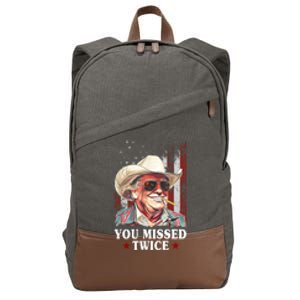 Trump You Missed Twice Western Cowboy Cotton Canvas Backpack