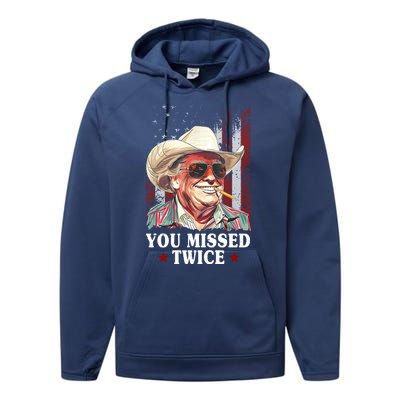 Trump You Missed Twice Western Cowboy Performance Fleece Hoodie