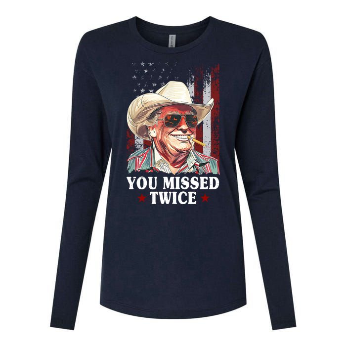 Trump You Missed Twice Western Cowboy Womens Cotton Relaxed Long Sleeve T-Shirt