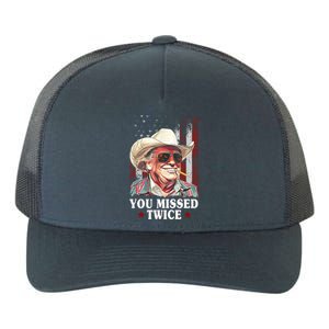 Trump You Missed Twice Western Cowboy Yupoong Adult 5-Panel Trucker Hat