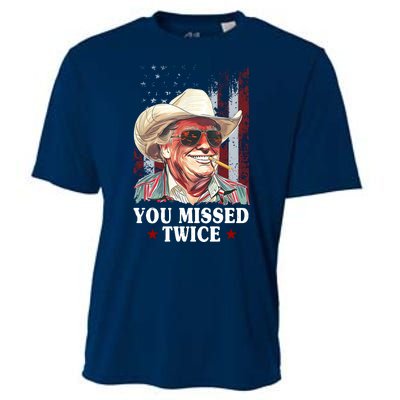 Trump You Missed Twice Western Cowboy Cooling Performance Crew T-Shirt