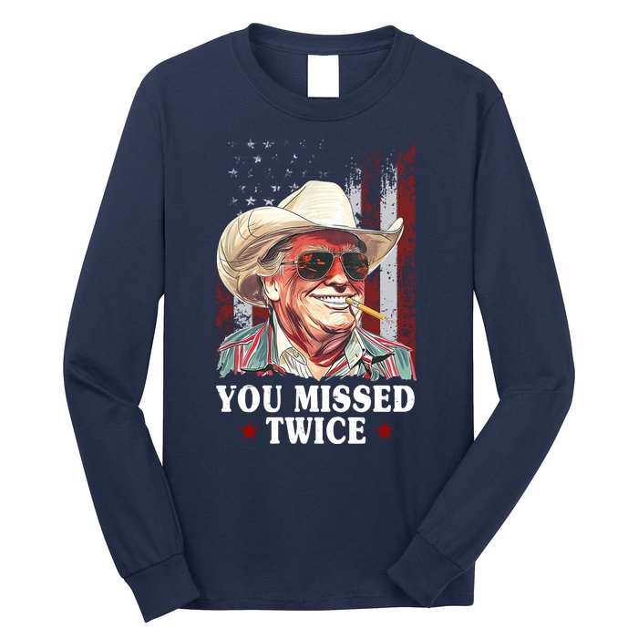 Trump You Missed Twice Western Cowboy Long Sleeve Shirt