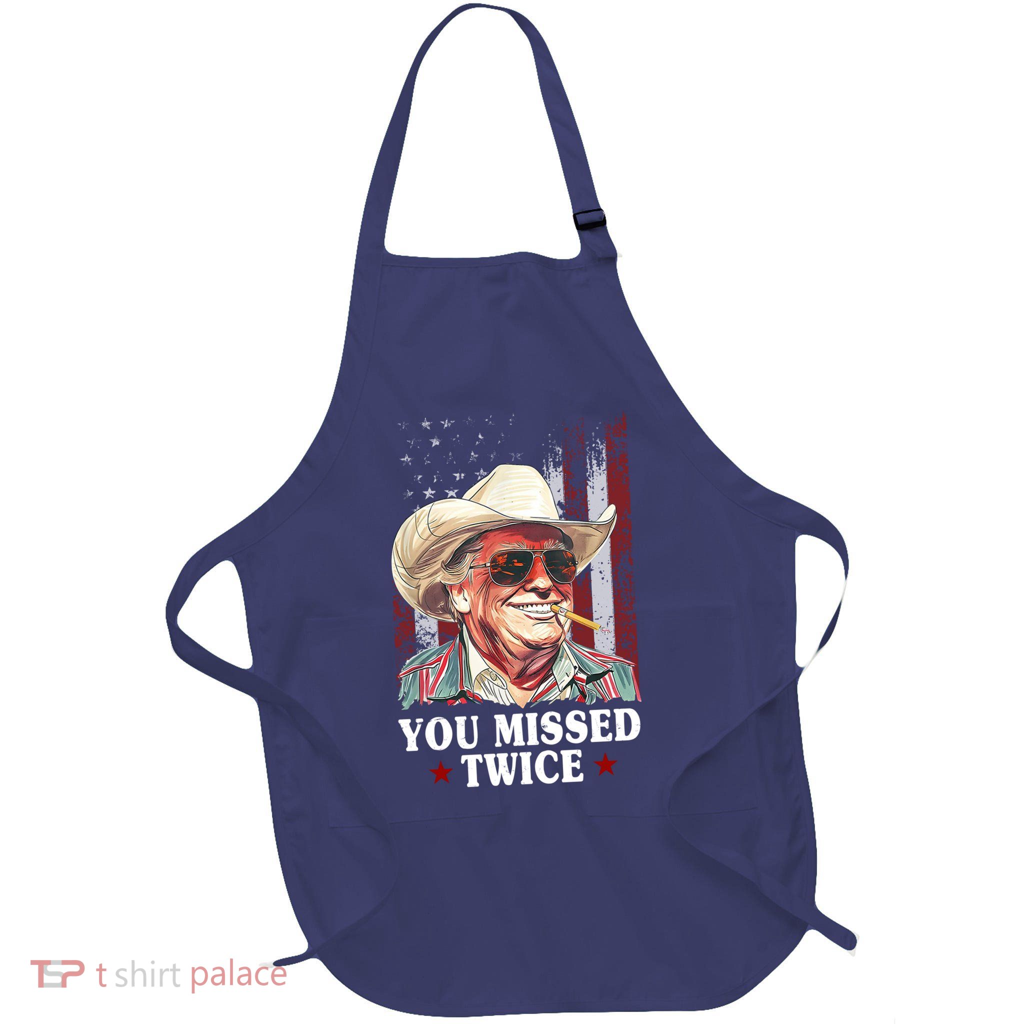 Trump You Missed Twice Western Cowboy Full-Length Apron With Pockets