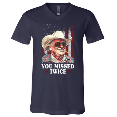 Trump You Missed Twice Western Cowboy V-Neck T-Shirt