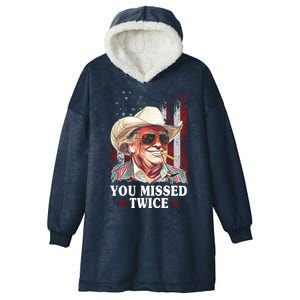 Trump You Missed Twice Western Cowboy Hooded Wearable Blanket