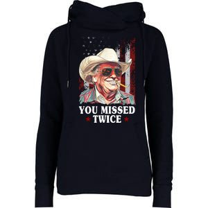 Trump You Missed Twice Western Cowboy Womens Funnel Neck Pullover Hood