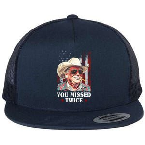 Trump You Missed Twice Western Cowboy Flat Bill Trucker Hat