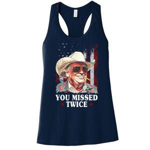 Trump You Missed Twice Western Cowboy Women's Racerback Tank