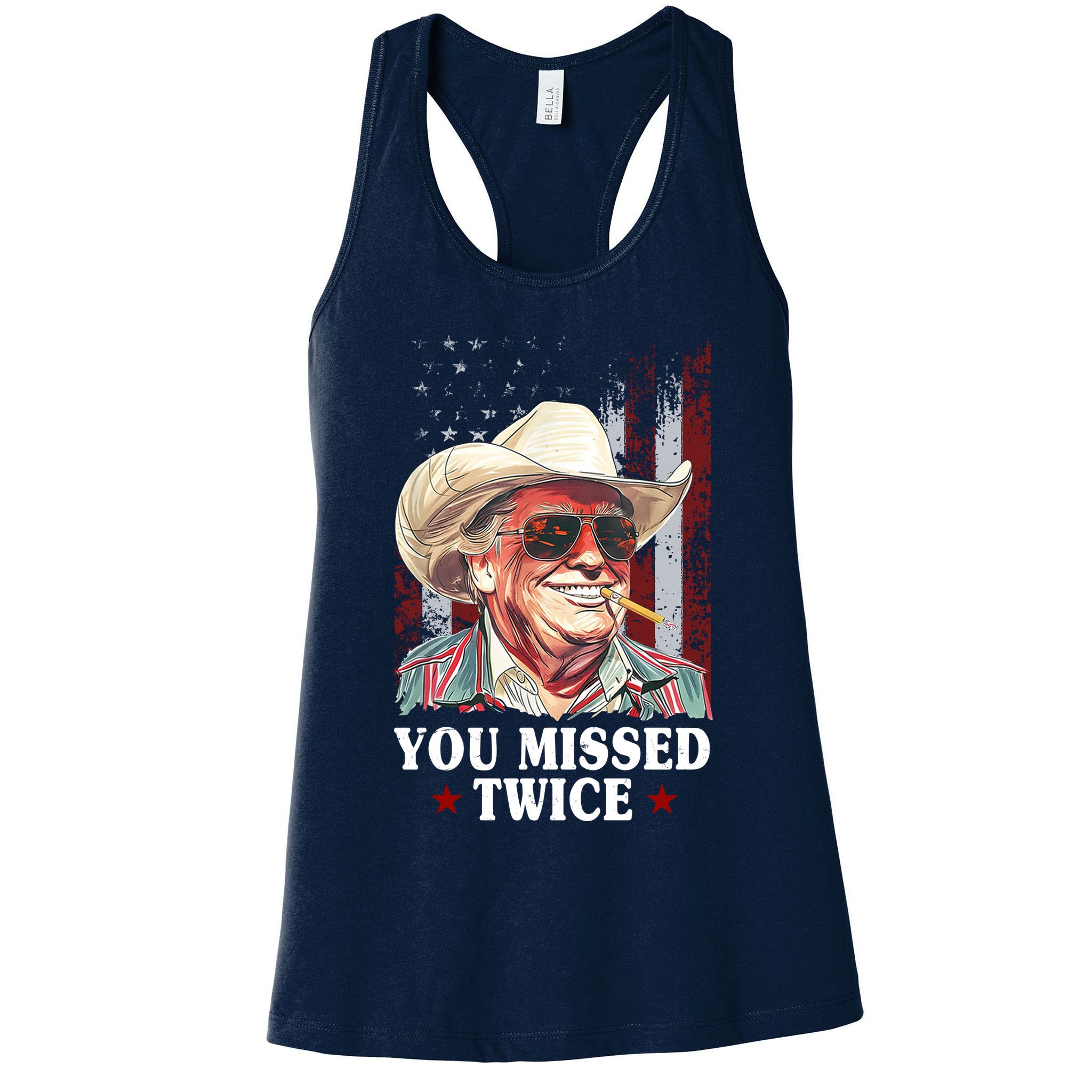 Trump You Missed Twice Western Cowboy Womens Tank Top