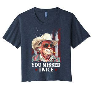 Trump You Missed Twice Western Cowboy Women's Crop Top Tee