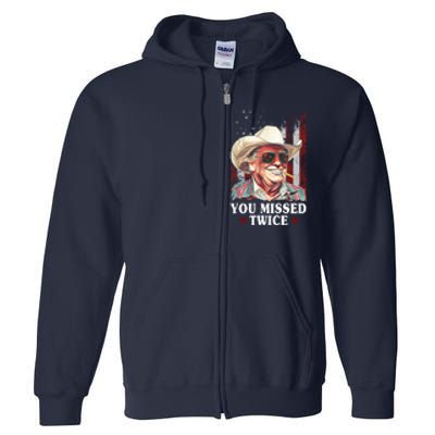 Trump You Missed Twice Western Cowboy Full Zip Hoodie