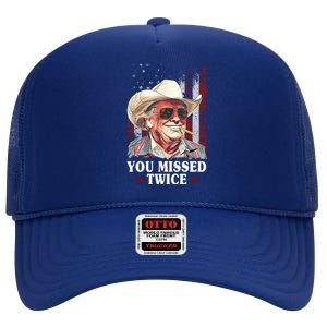 Trump You Missed Twice Western Cowboy High Crown Mesh Back Trucker Hat