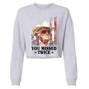 Trump You Missed Twice Western Cowboy Cropped Pullover Crew