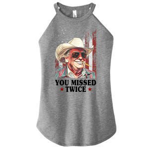 Trump You Missed Twice Western Cowboy Women's Perfect Tri Rocker Tank