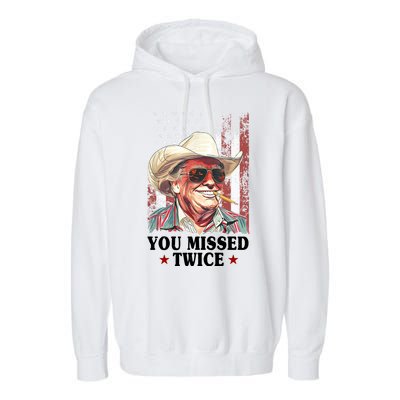 Trump You Missed Twice Western Cowboy Garment-Dyed Fleece Hoodie