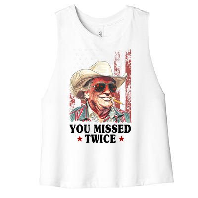 Trump You Missed Twice Western Cowboy Women's Racerback Cropped Tank