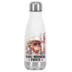 Trump You Missed Twice Western Cowboy Stainless Steel Insulated Water Bottle