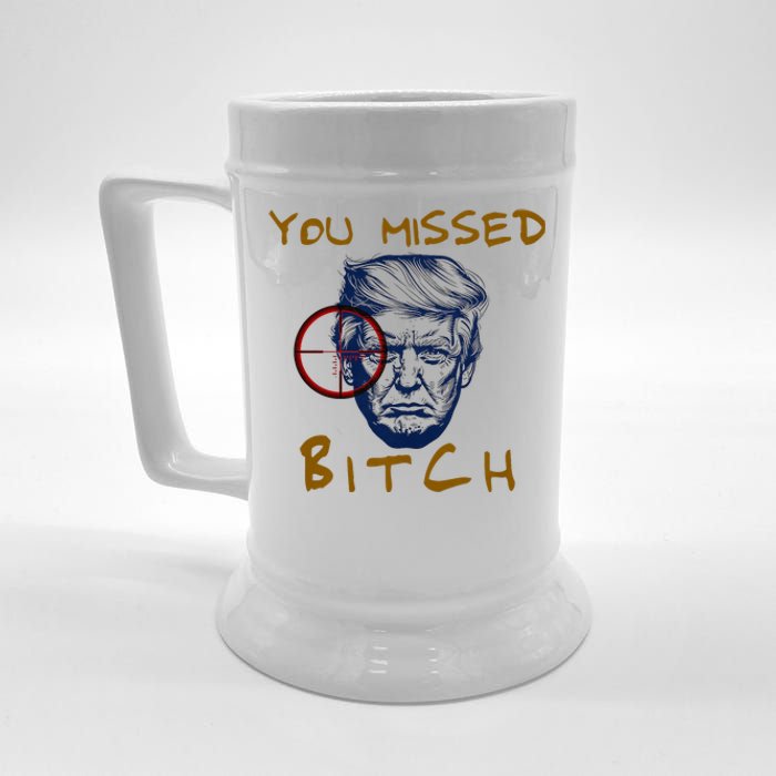 Trump You Missed Bitch Trump Shootting Target Beer Stein